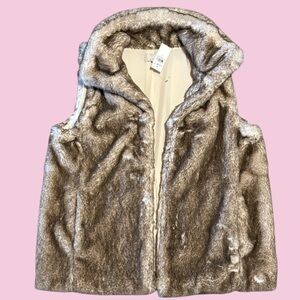 LOFT Vest Faux Fur Pockets 
Size Small